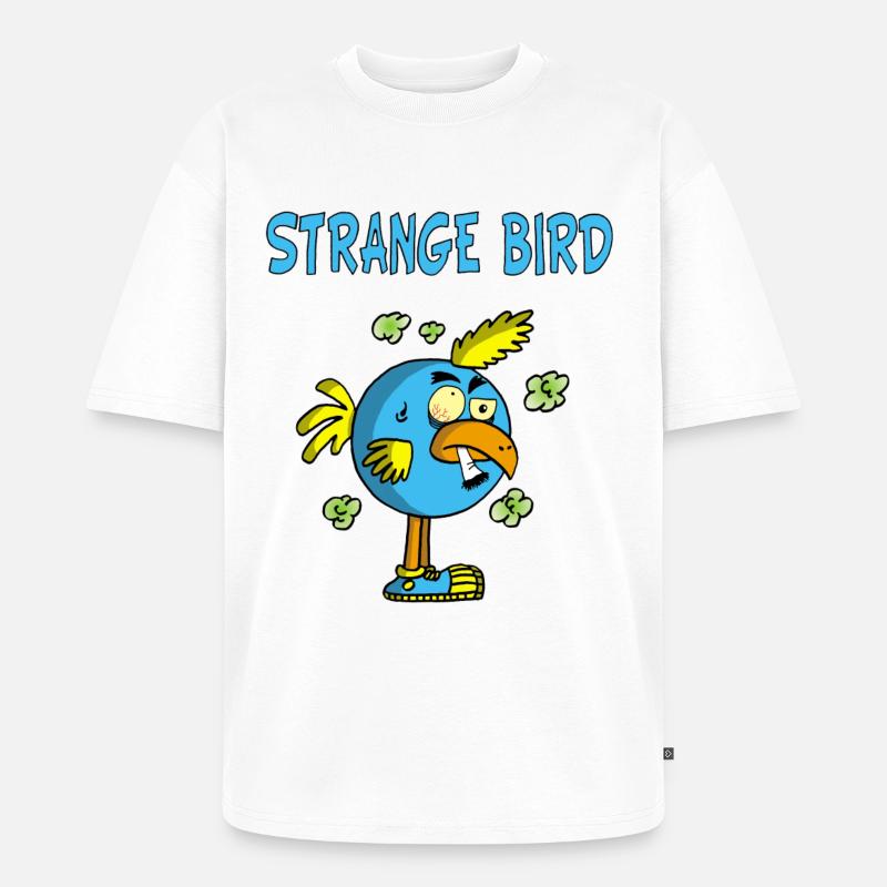 Seltsamer blauer Vogel - Unisex Premium Oversized Bio T-Shirt - Weiß