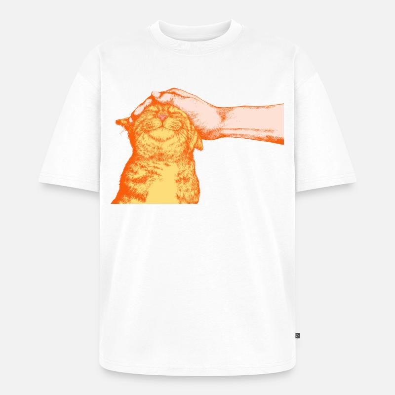 DIE GLÜCKLICHE KATZE - Unisex Premium Oversized Bio T-Shirt - Weiß