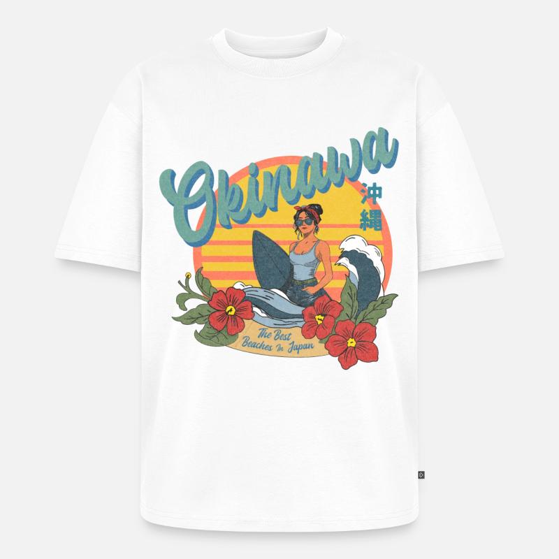 Okinawa Beaches (Halftone Version) - Unisex Premium Oversized Bio T-Shirt - Weiß