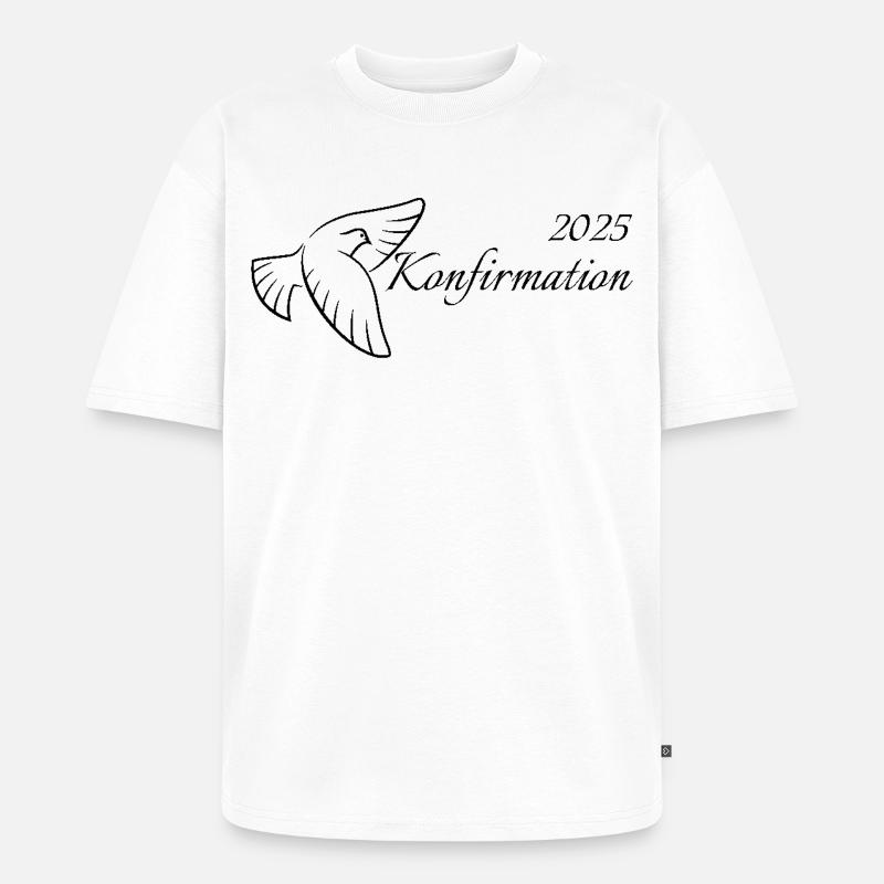 Konfirmation 2025 fliegende Taube Heiliger Geist - Unisex Premium Oversized Bio T-Shirt - Weiß
