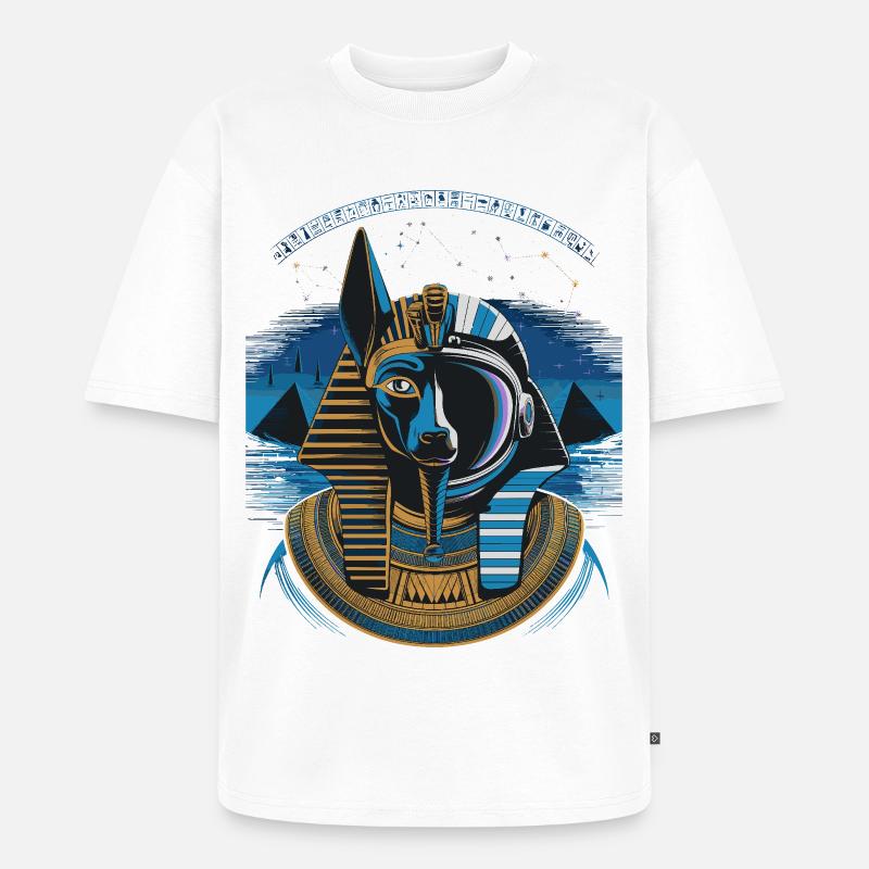 Conception hybride Anubis céleste - T-shirt Premium bio oversize Unisexe - blanc