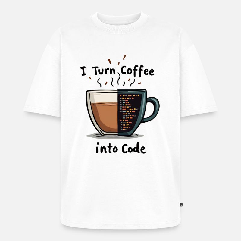 Coffee into Code - Unisex Premium Oversized Bio T-Shirt - Weiß