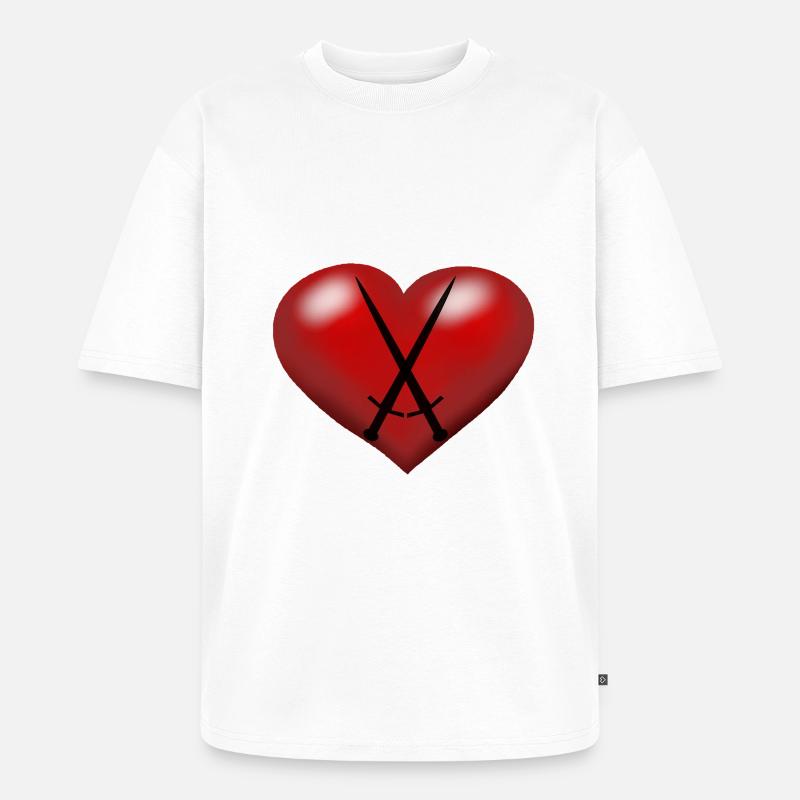 Coeur Coeurs Épées Épée Épéiste - T-shirt Premium bio oversize Unisexe - blanc