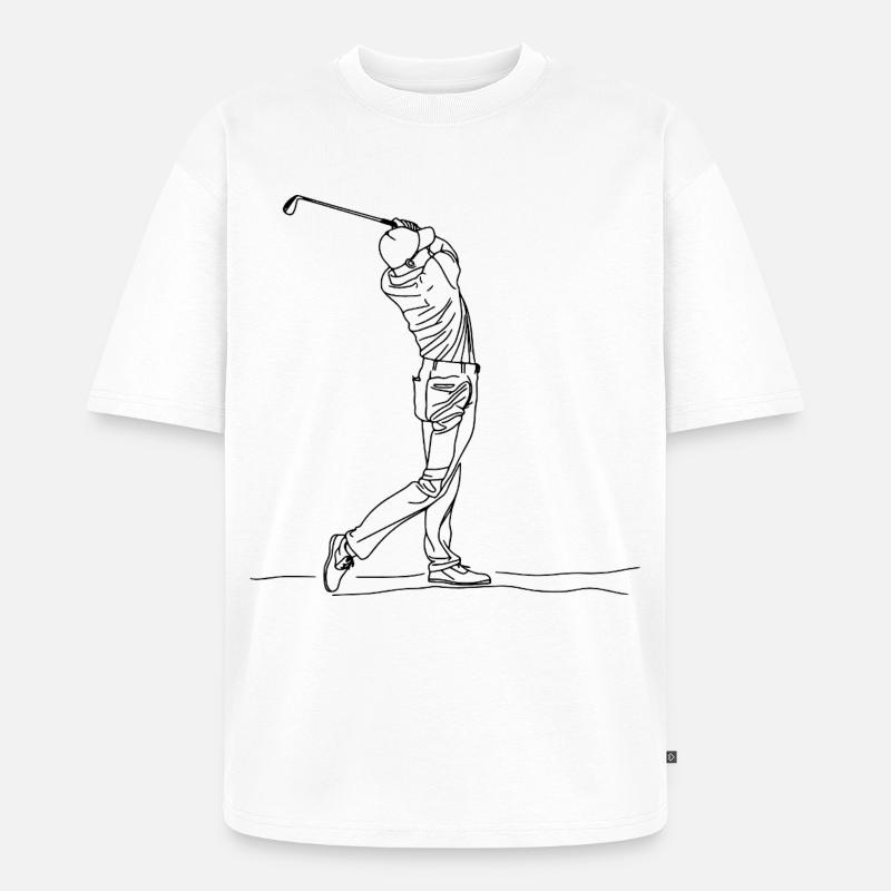 Golf Boy One Line Drawing - Unisex Premium Oversized Bio T-Shirt - Weiß