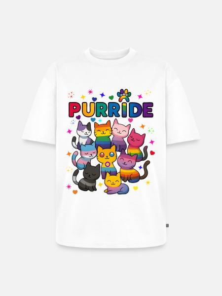 Purride LGBT Cats - Unisex Premium Oversized Organic T-Shirt - white
