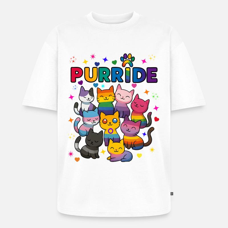 Purride LGBT Katzen - Unisex Premium Oversized Bio T-Shirt - Weiß