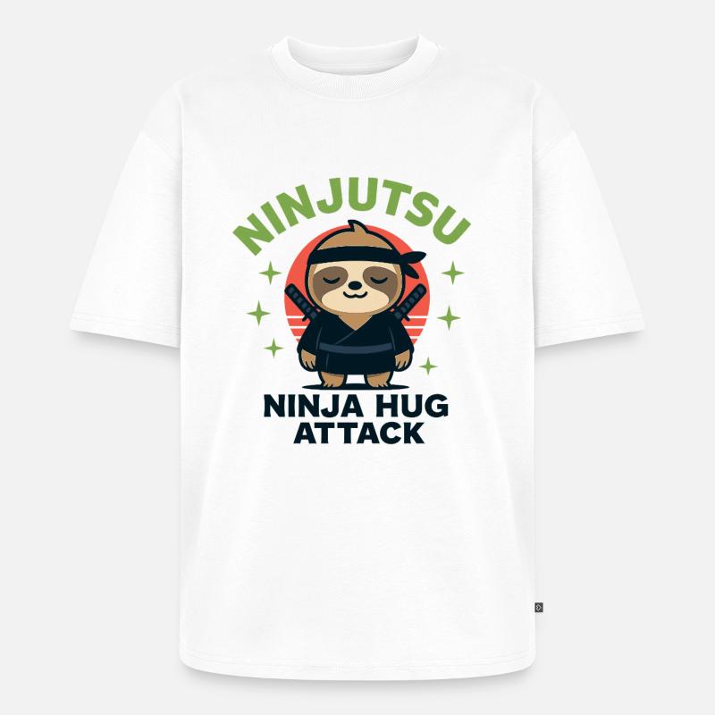 Ninja Kuschel-Sloth HugAttack - Unisex Premium Oversized Bio T-Shirt - Weiß