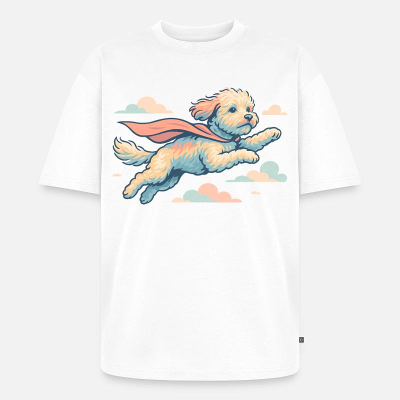 Super Hund Havapoo Cape Umhang Geschenk - Unisex Premium Oversized Bio T-Shirt - Weiß