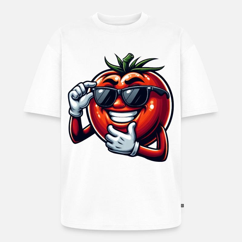 Coole Tomate mit Sonnenbrille Sommer Eitelkeit - Unisex Premium Oversized Bio T-Shirt - Weiß