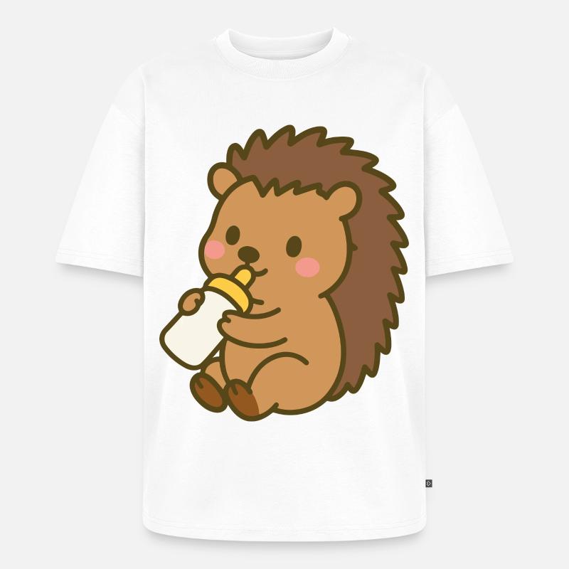 Igelchen mit Milchflasche - Unisex Premium Oversized Bio T-Shirt - Weiß