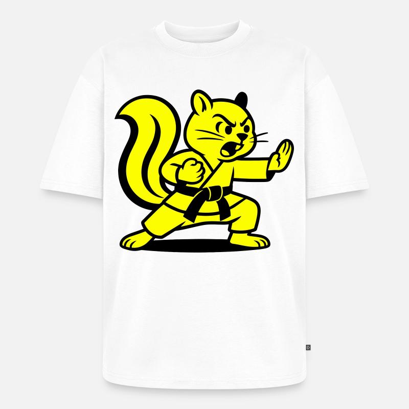 Karate Eichhörnchen! - Unisex Premium Oversized Bio T-Shirt - Weiß