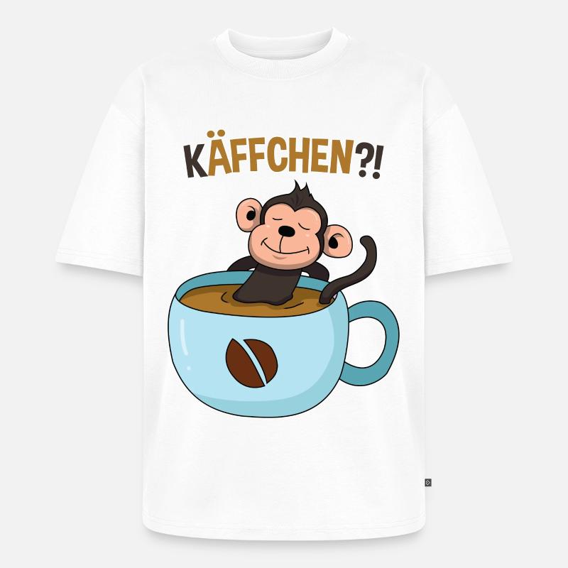 Coffee break with monkey - Unisex Premium Oversized Organic T-Shirt - white