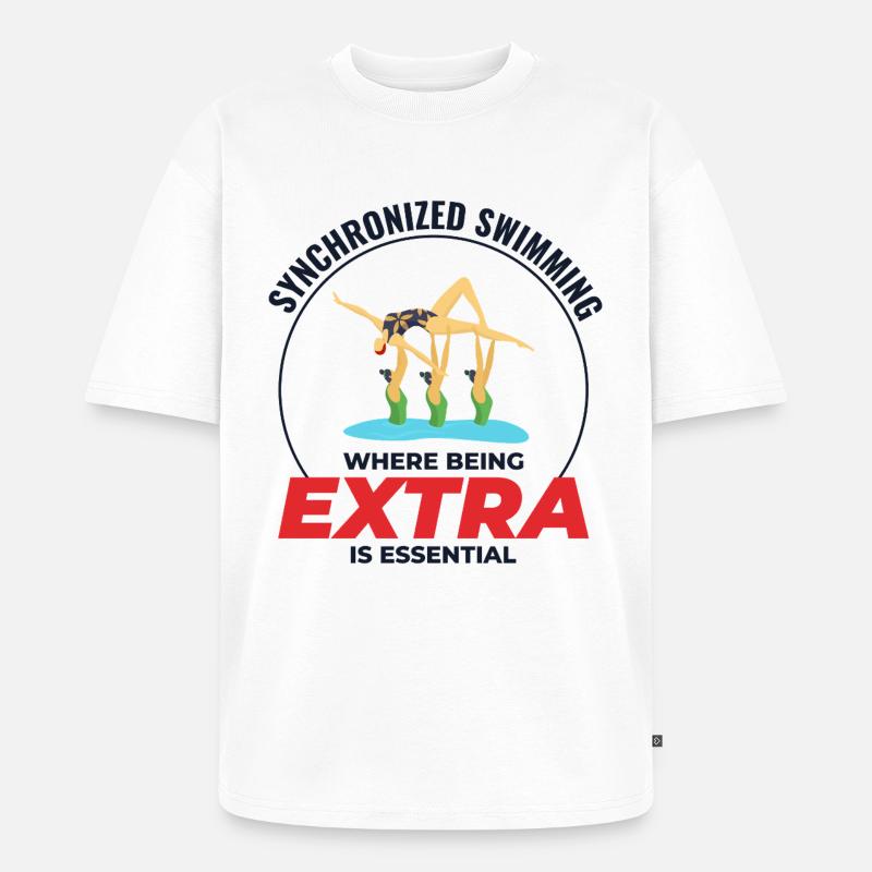 Synchronschwimmen, wo man extra ist - Unisex Premium Oversized Bio T-Shirt - Weiß