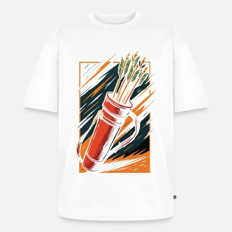 Bogenschießen Bogen Köcher Pfeile Design - Unisex Premium Oversized Bio T-Shirt - Weiß