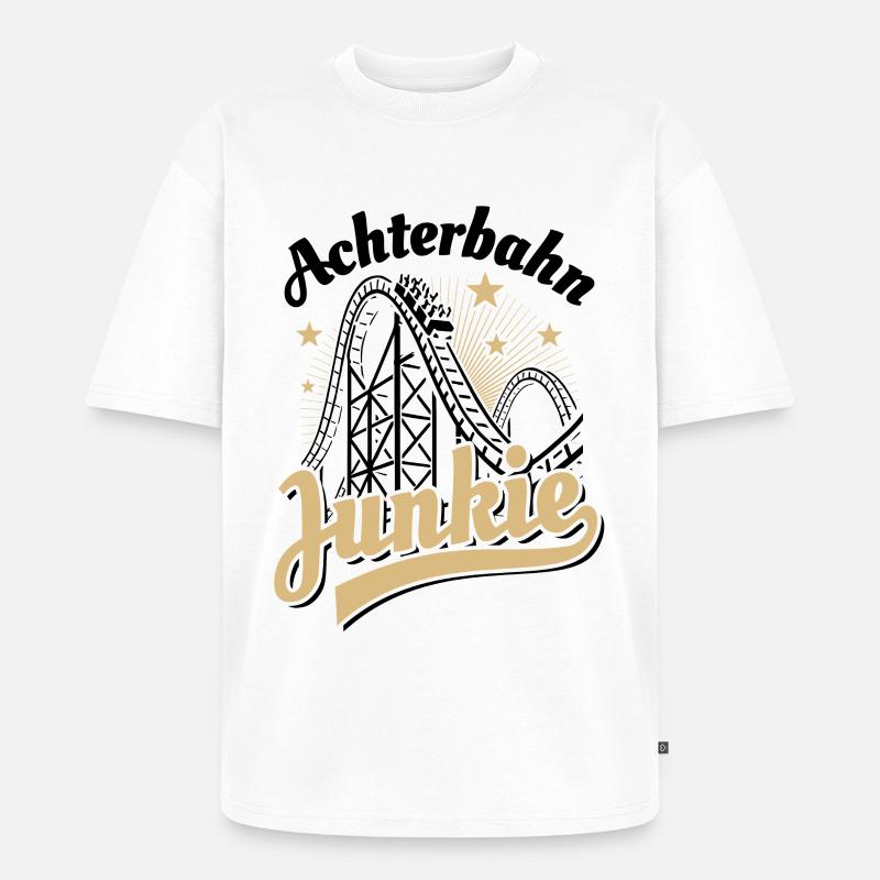 Achterbahn Junkie - Freizeitpark - Looping - Unisex Premium Oversized Bio T-Shirt - Weiß