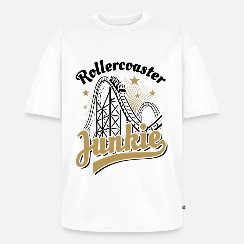 Rollercoaster Junkie - Roller Coaster - Loop - Unisex Premium Oversized Organic T-Shirt - white