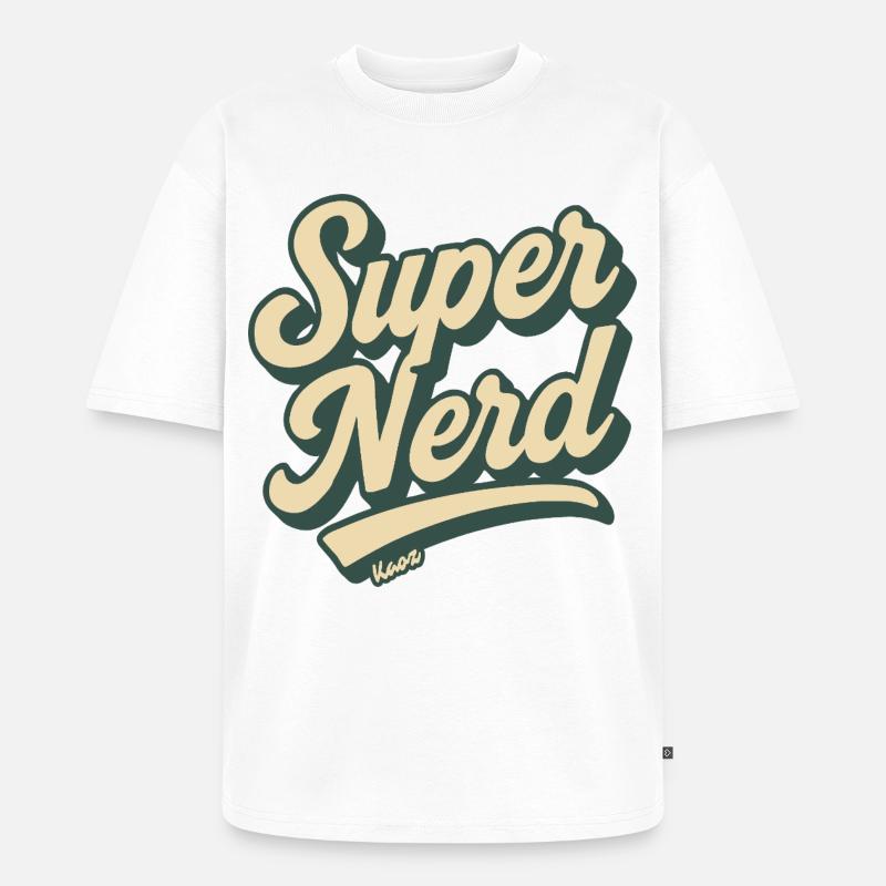 Super Nerd Retro Script - Unisex Premium Oversized Bio T-Shirt - Weiß