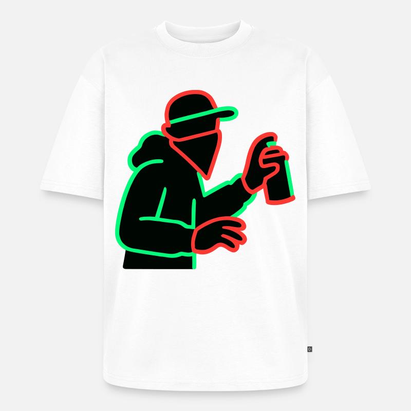 Neon Graffiti Sprayer Silhouette - Unisex Premium Oversized Bio T-Shirt - Weiß