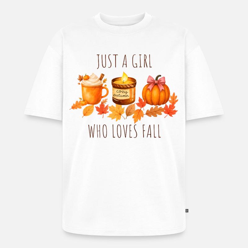 Nur ein Mädchen das Herbst liebt - Unisex Premium Oversized Bio T-Shirt - Weiß