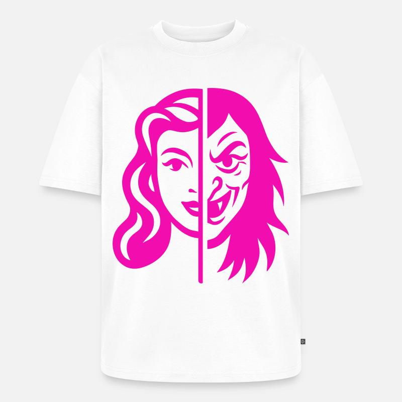 Split Face Kontrast - Unisex Premium Oversized Bio T-Shirt - Weiß