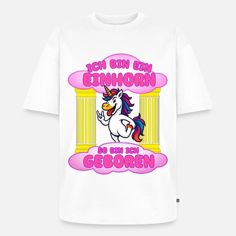 Ich bin Einhorn Geburt - Unisex Premium Oversized Bio T-Shirt - Weiß