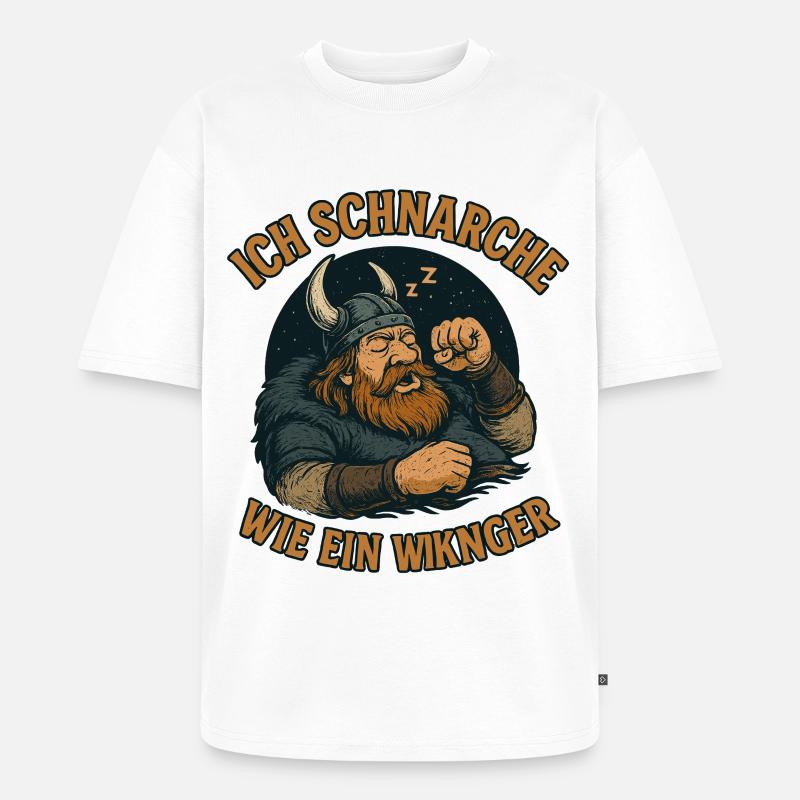 Ich schnarche wie ein Wikinger - Unisex Premium Oversized Bio T-Shirt - Weiß