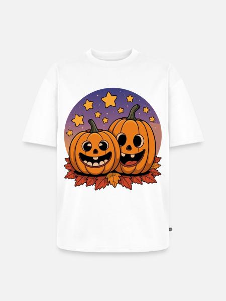 Laughing Halloween pumpkins - Unisex Premium Oversized Organic T-Shirt - white