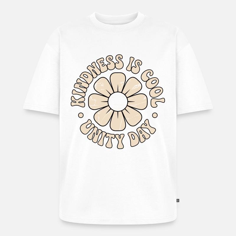 Freundlichkeit Einheit Blumen Postive Botschaft - Unisex Premium Oversized Bio T-Shirt - Weiß