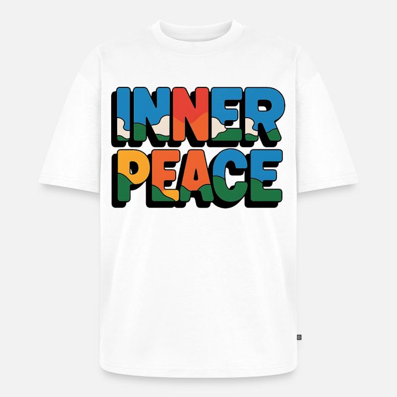 Inner Peace Regenbogen-Buchstaben - Unisex Premium Oversized Bio T-Shirt - Weiß