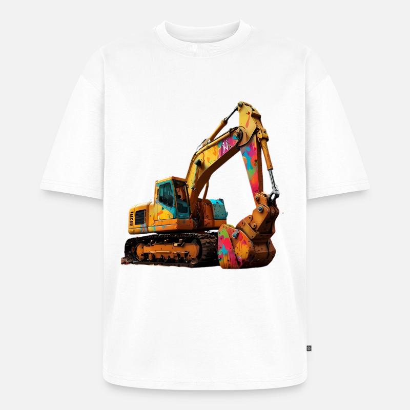 Farbexplosiver Bagger - Unisex Premium Oversized Bio T-Shirt - Weiß