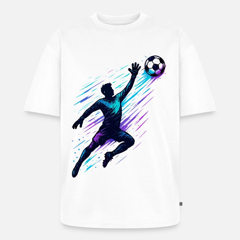 Fußball Torwart Parade Dynamische Aktion - Unisex Premium Oversized Bio T-Shirt - Weiß