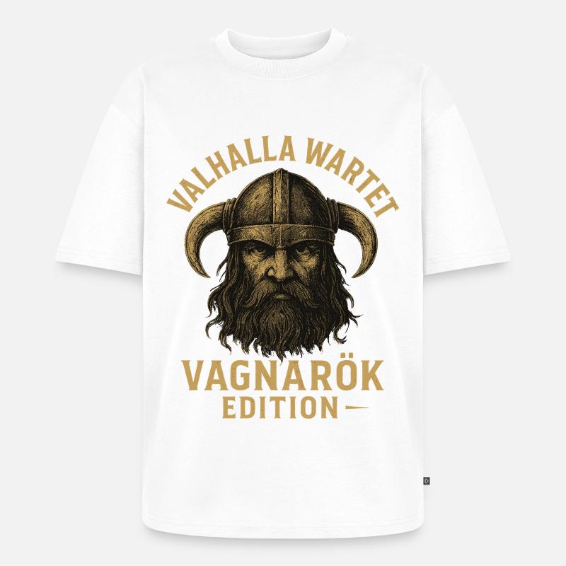 Valhalla Wartet Vagnarök Edition Wikinger - Unisex Premium Oversized Bio T-Shirt - Weiß