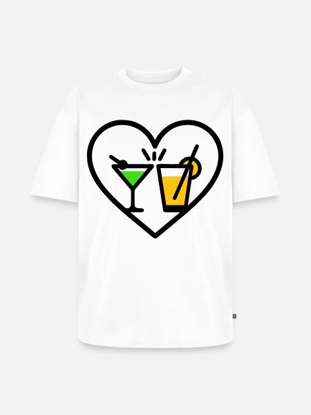 Cocktails Heart Summer Party Beach Gift - Unisex Premium Oversized Organic T-Shirt - white