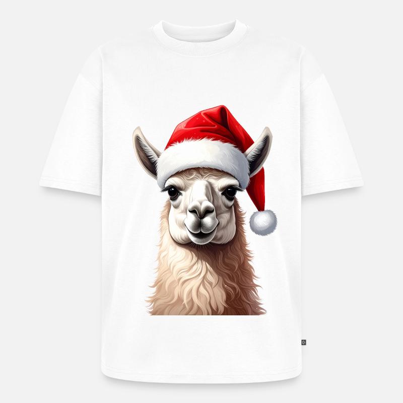 Lama oder Alpaka zu Weihnachten - Unisex Premium Oversized Bio T-Shirt - Weiß