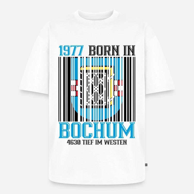 1977 Bochum Shield Barcode - Unisex Premium Oversized Bio T-Shirt - Weiß