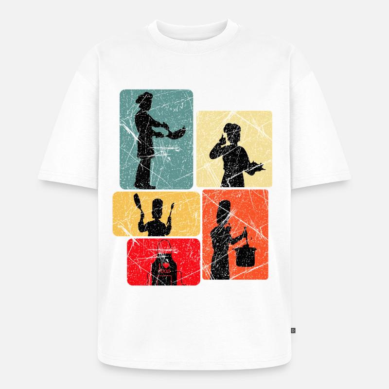 Küchenhelden Silhouetten Muster - Unisex Premium Oversized Bio T-Shirt - Weiß