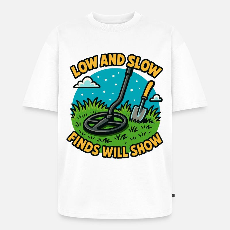 Niedrige und langsame Funde zeigen Metallerkennung - Unisex Premium Oversized Bio T-Shirt - Weiß
