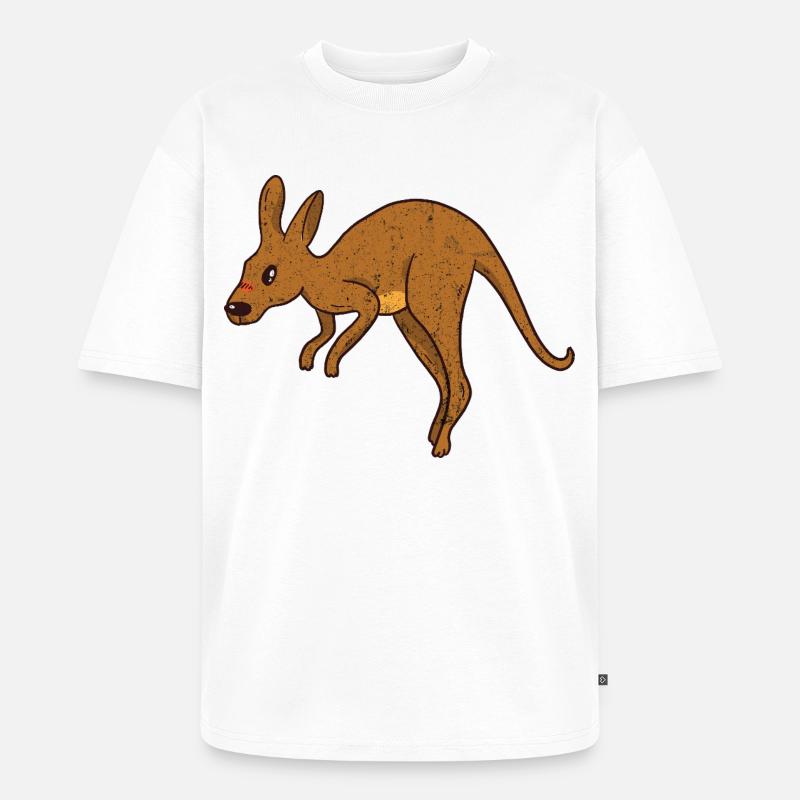 Kangaroo Vintage Rust Texture - Unisex Premium Oversized Organic T-Shirt - white