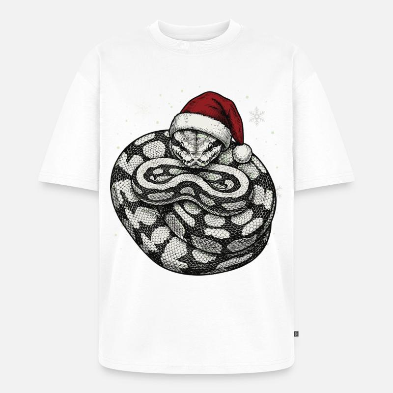 Königspython Weihnachten Ball Python Schlange - Unisex Premium Oversized Bio T-Shirt - Weiß