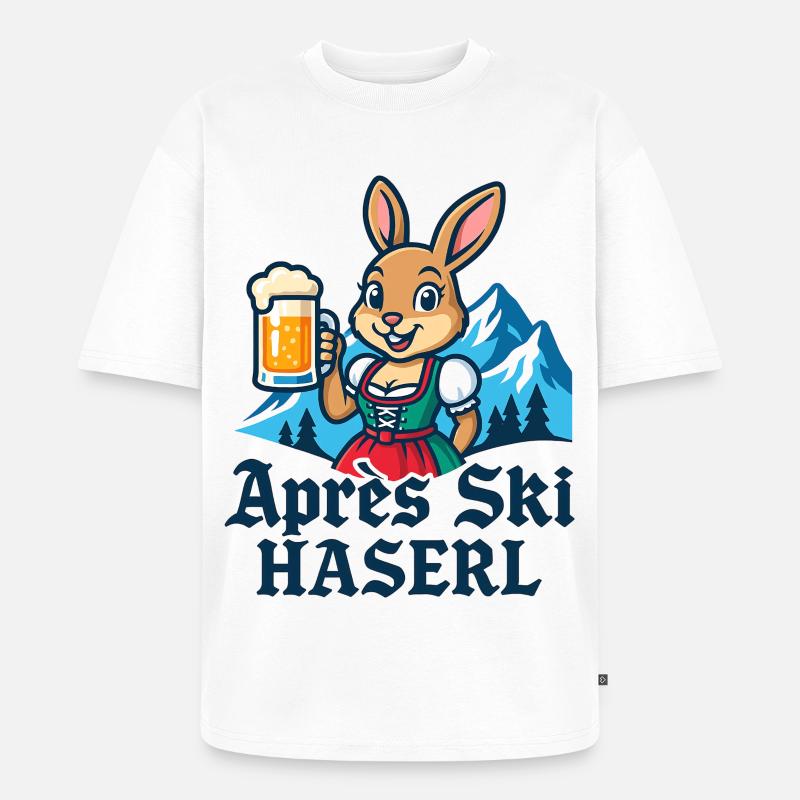 Apres Ski Haserl Dirndl Bier - Unisex Premium Oversized Bio T-Shirt - Weiß