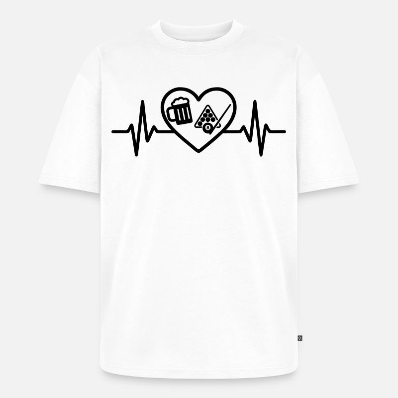 Herz Billard Bier - Unisex Premium Oversized Bio T-Shirt - Weiß