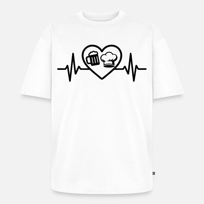 Herz Bier Küche Humor - Unisex Premium Oversized Bio T-Shirt - Weiß