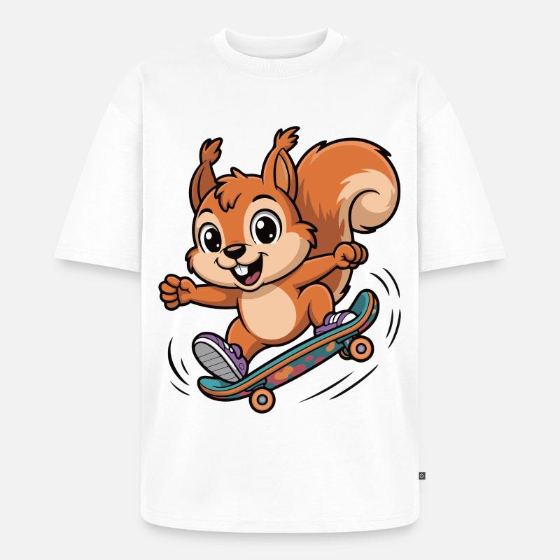 Skate-Eichhörnchen Sprinter - Unisex Premium Oversized Bio T-Shirt - Weiß