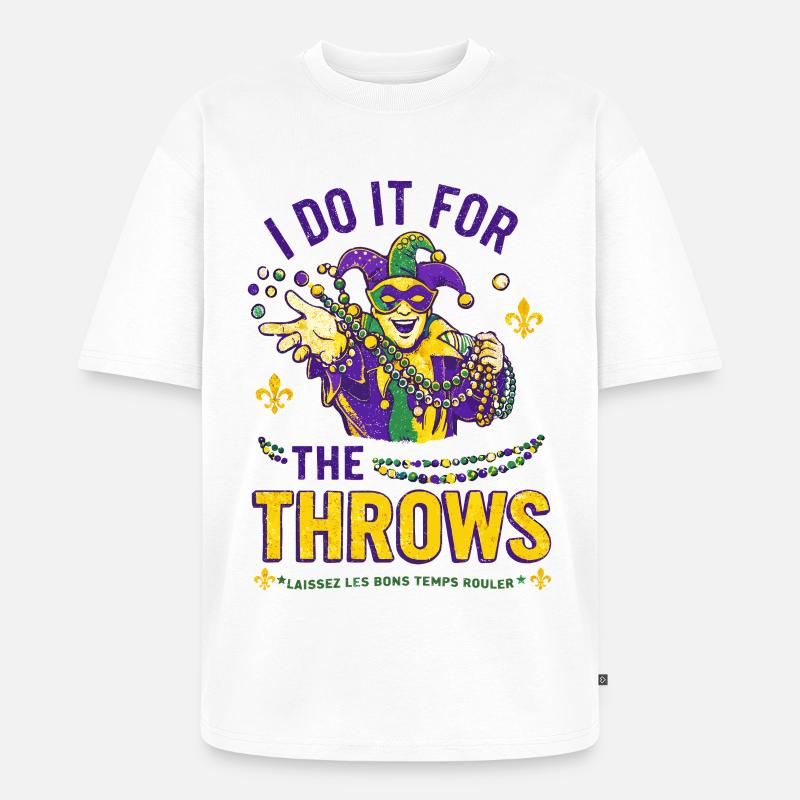 Mardi Gras Jester Beads - Unisex Premium Oversized Bio T-Shirt - Weiß