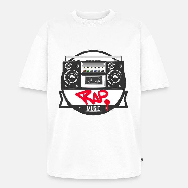 Musikbox Rap Logo Ghettoblaster Graffiti - Unisex Premium Oversized Bio T-Shirt - Weiß