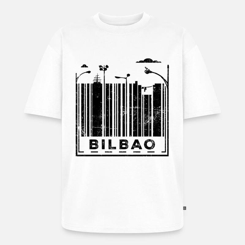 Bilbao Strichcode - Unisex Premium Oversized Bio T-Shirt - Weiß