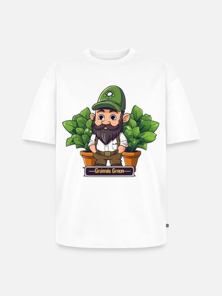 Green Gardener Gnome Comic - Unisex Premium Oversized Organic T-Shirt - white