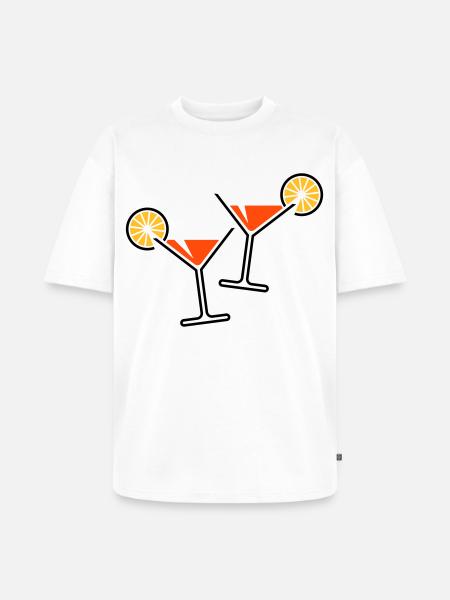 2 Cocktailgläser / Cocktail / Martini + (Orange) - Unisex Premium Oversized Bio T-Shirt - Weiß