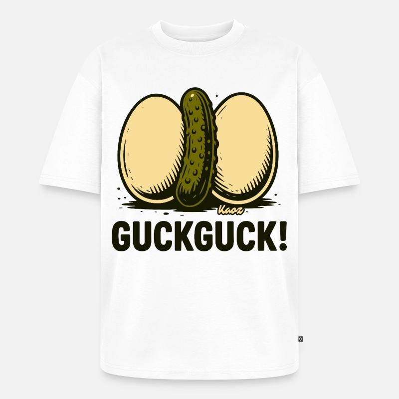Two hard-boiled eggs with a cucumber - Unisex Premium Oversized Organic T-Shirt - white