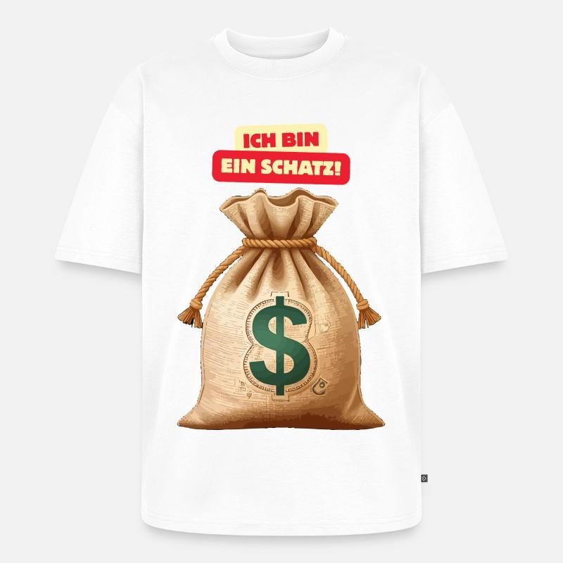 Ich bin ein Schatz Geldsack - Unisex Premium Oversized Bio T-Shirt - Weiß
